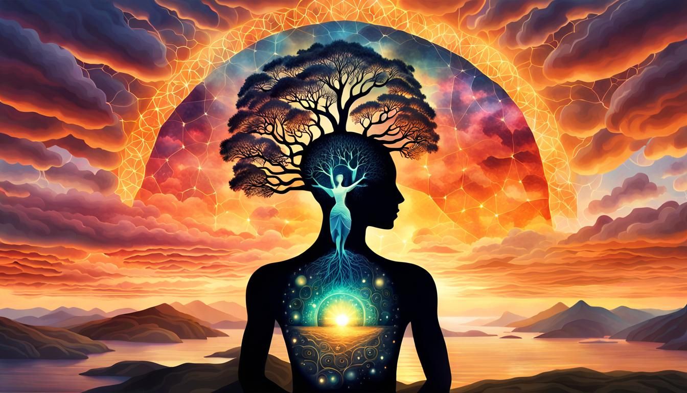 Glowing Human Bio Art Collage in 8K