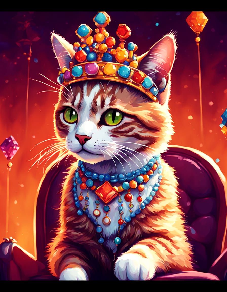 Snooty Cat in Retro Pixel Art Crown