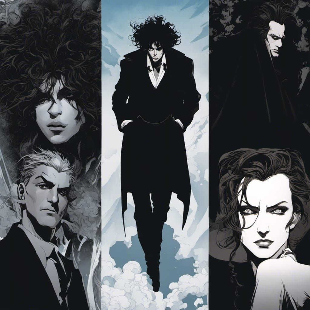 Sandman 90s Goth Concept Art in Graffiti Style