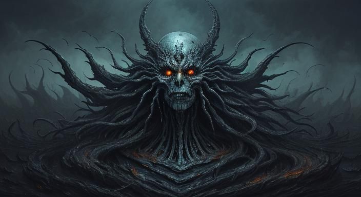 Surreal Armored Figure in Abstract Landscape