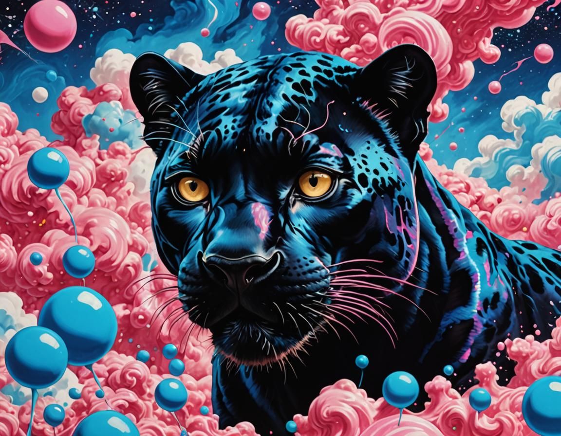 Bubblegum Panther in Surreal Pop Art Style