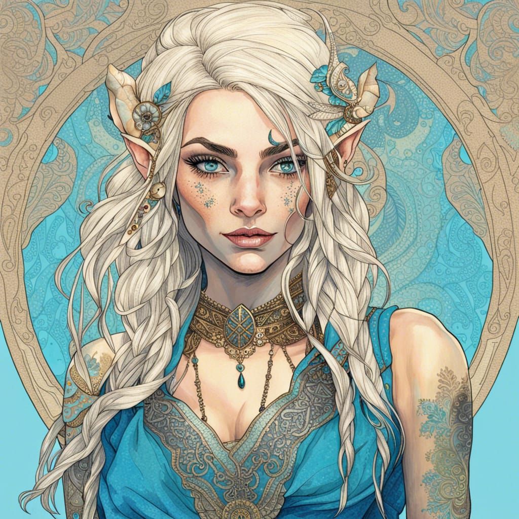 Ornate Portrait of a Beautiful Elven Rogue
