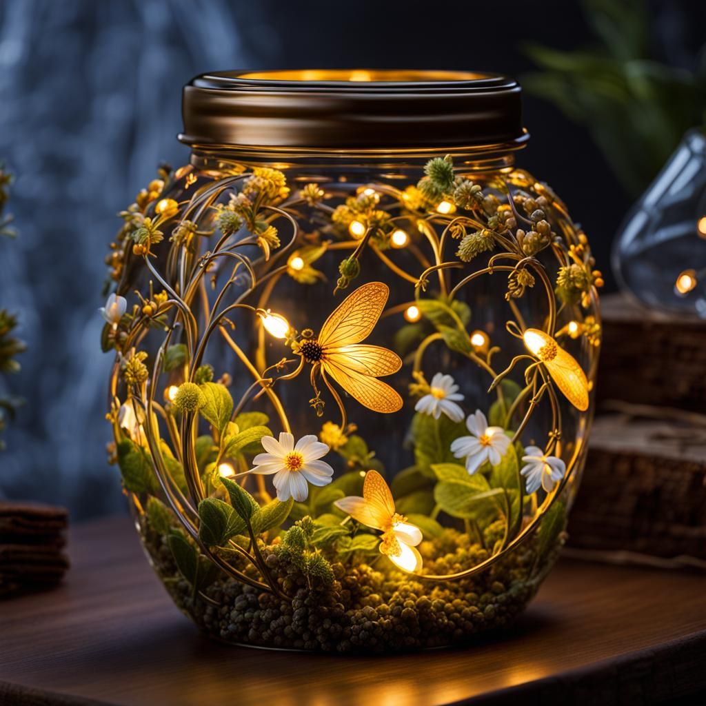 Sparkling Firefly Jar: Enchanting Fairy Tale Photograph