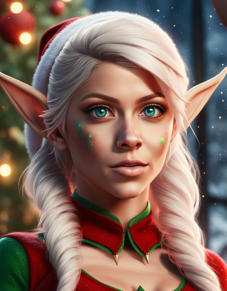 Alexa Bliss as a Christmas Elf with small pointy ears