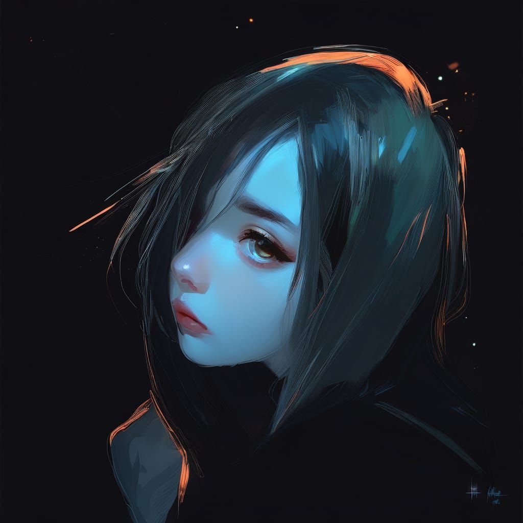 Ethereal Girl in Starry Night Dreamscape