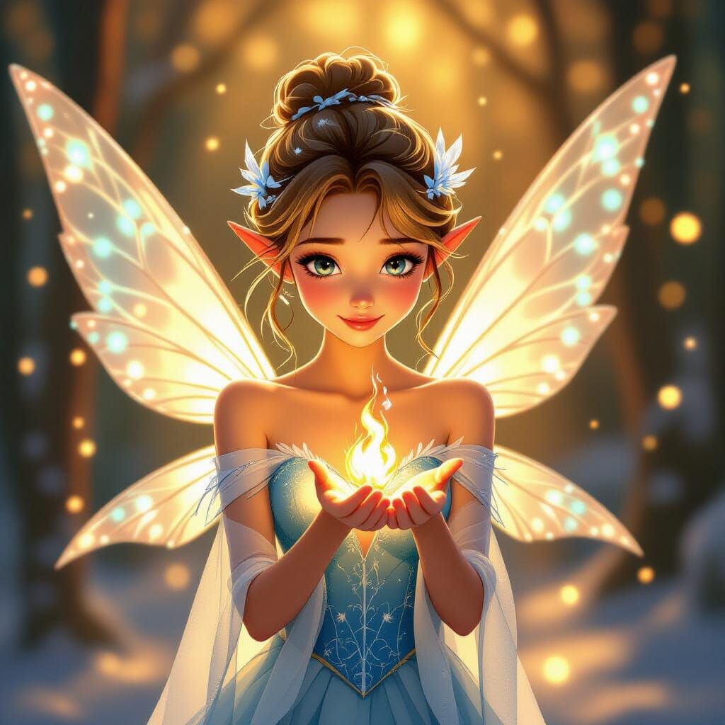 Animated Ice Fairy with Flame, Anime Style