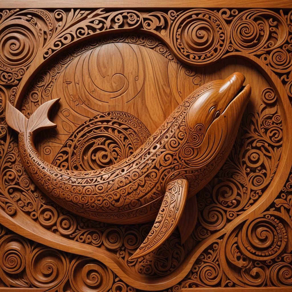 Maori Whakairo Wood Carving Masterpiece in Golden Hour
