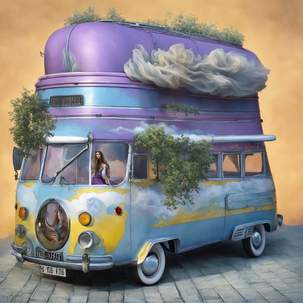 Woman Dancing on Infinity's Edge in Dreamlike, Surreal Style