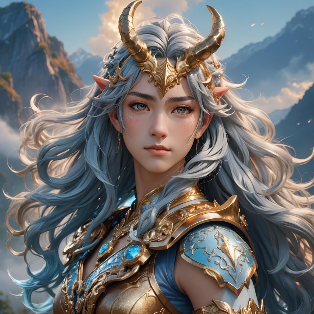 Anime Centaur Portrait in 3D with Golden Hues