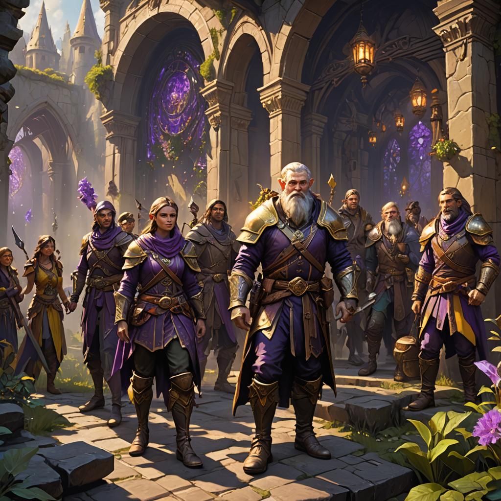 Fantasy Adventuring Party in Dark Concept Art Style