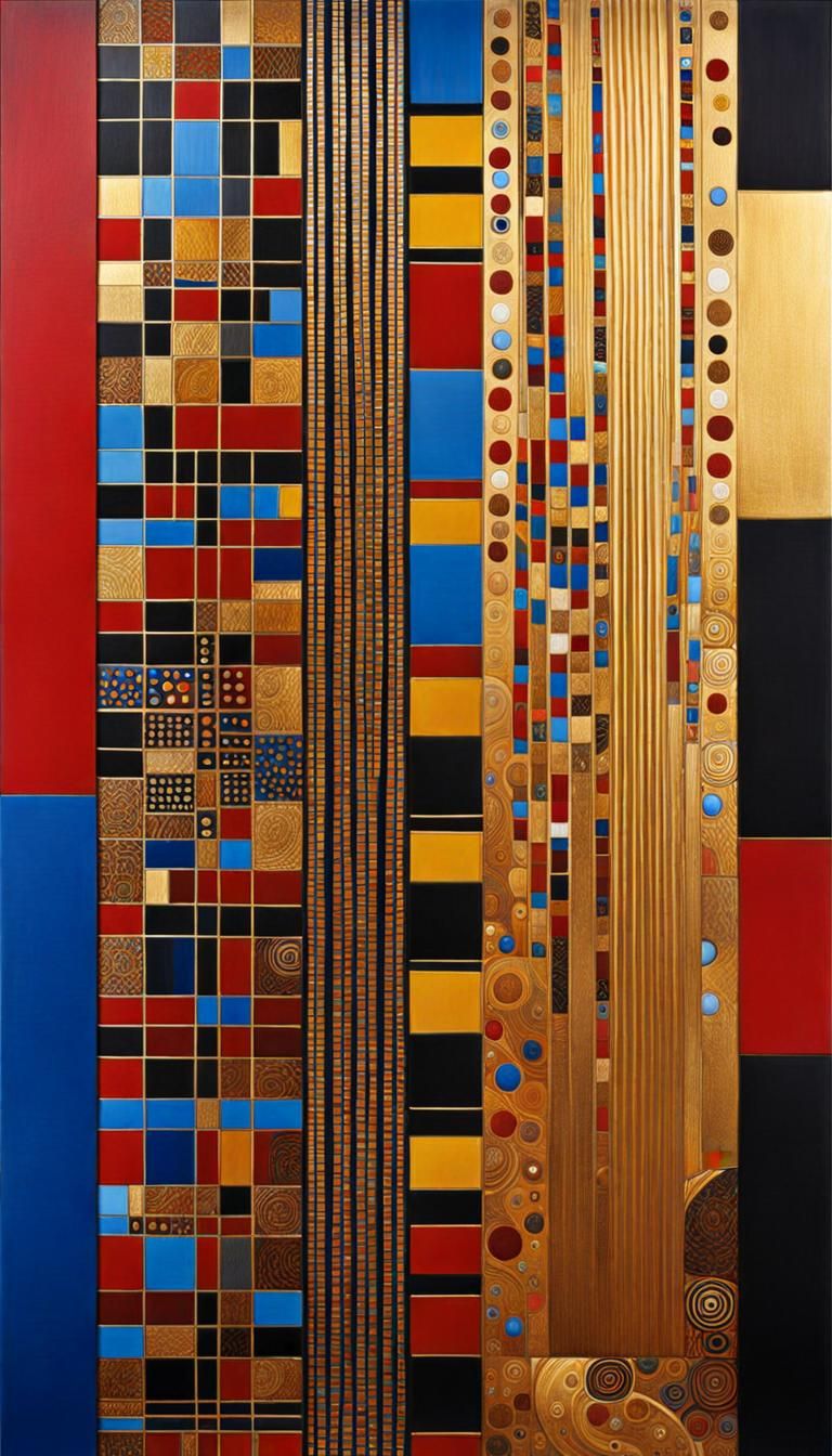 Abstract Aboriginal Art with Gold Leaf Accents