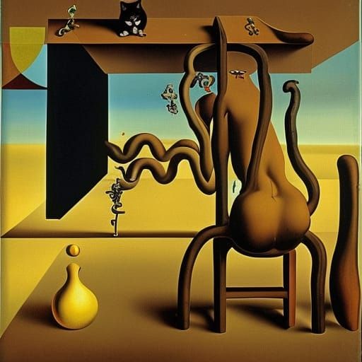 Monkey-Headed Man Plays Dominoes: A Surreal Scene