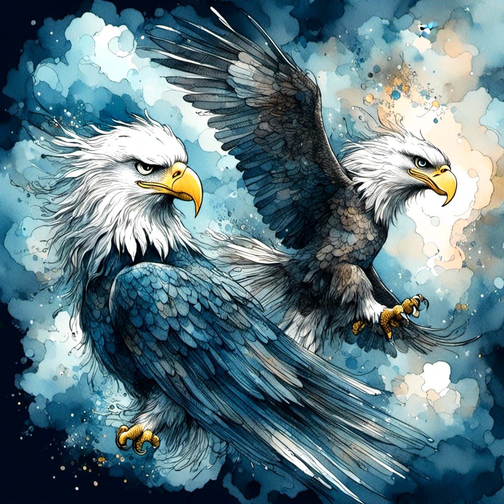 Drawing of Bald Eagles