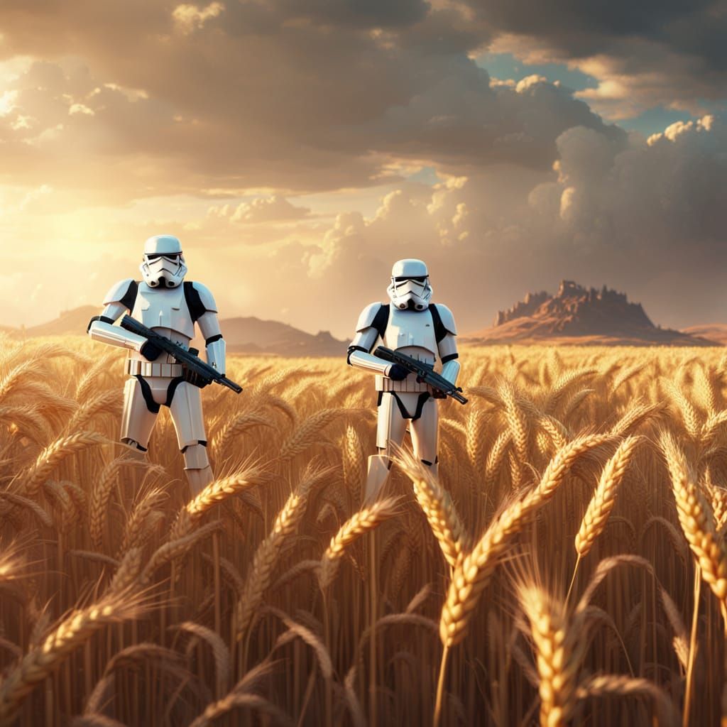Stormtroopers in Golden Wheat Field: Digital Matte Painting