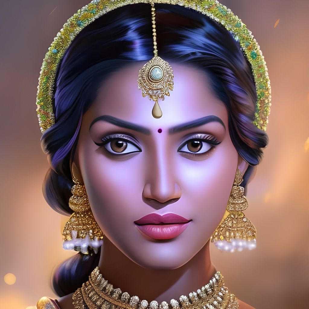 Ethereal South Indian Woman Portrait in Digital Art