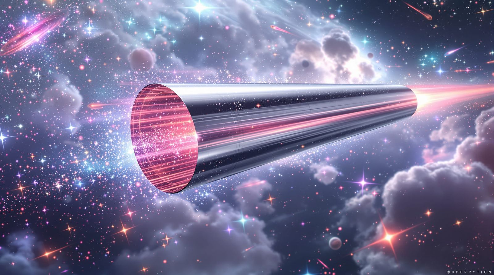 Sleek Interstellar Cylinder in Starry Space