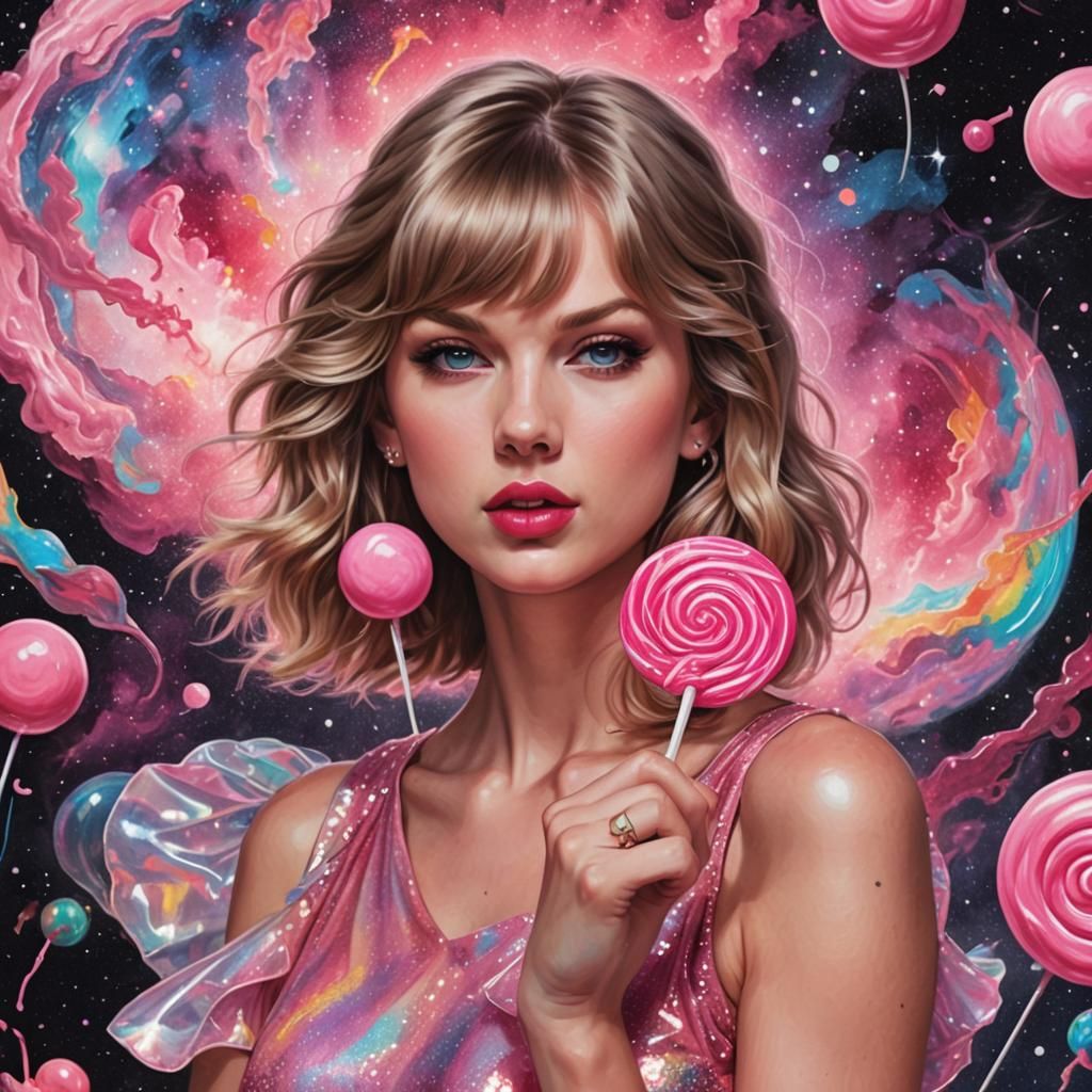 Taylor Swift pink round lollipop
