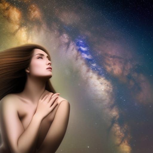 Celestial Woman in Love on the Milky Way