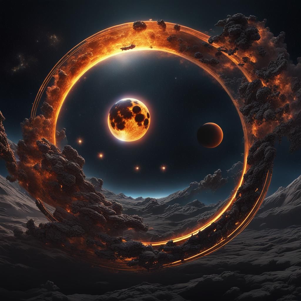 Cosmic Eclipse: Galaxy View in Detailed Matte Painting