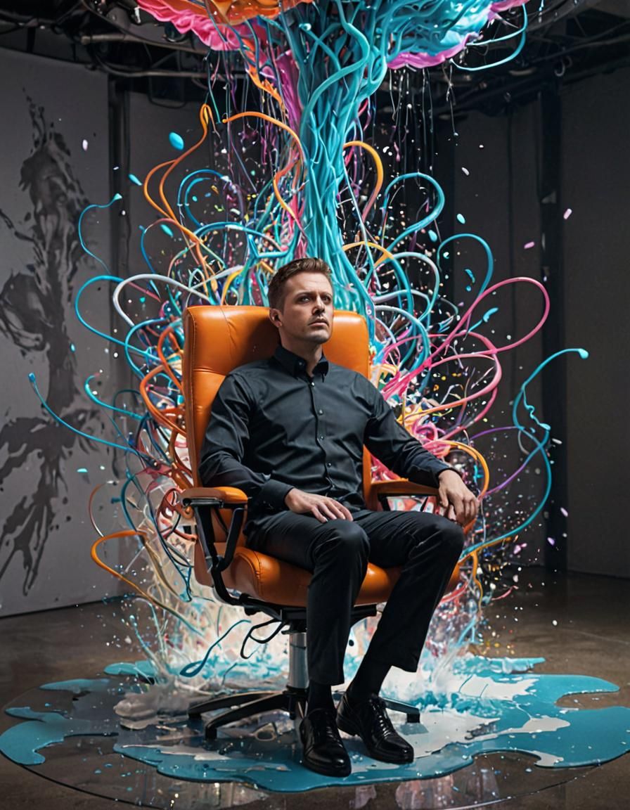 Surreal Mind-Control Experiment in Digital Illustration Styl...