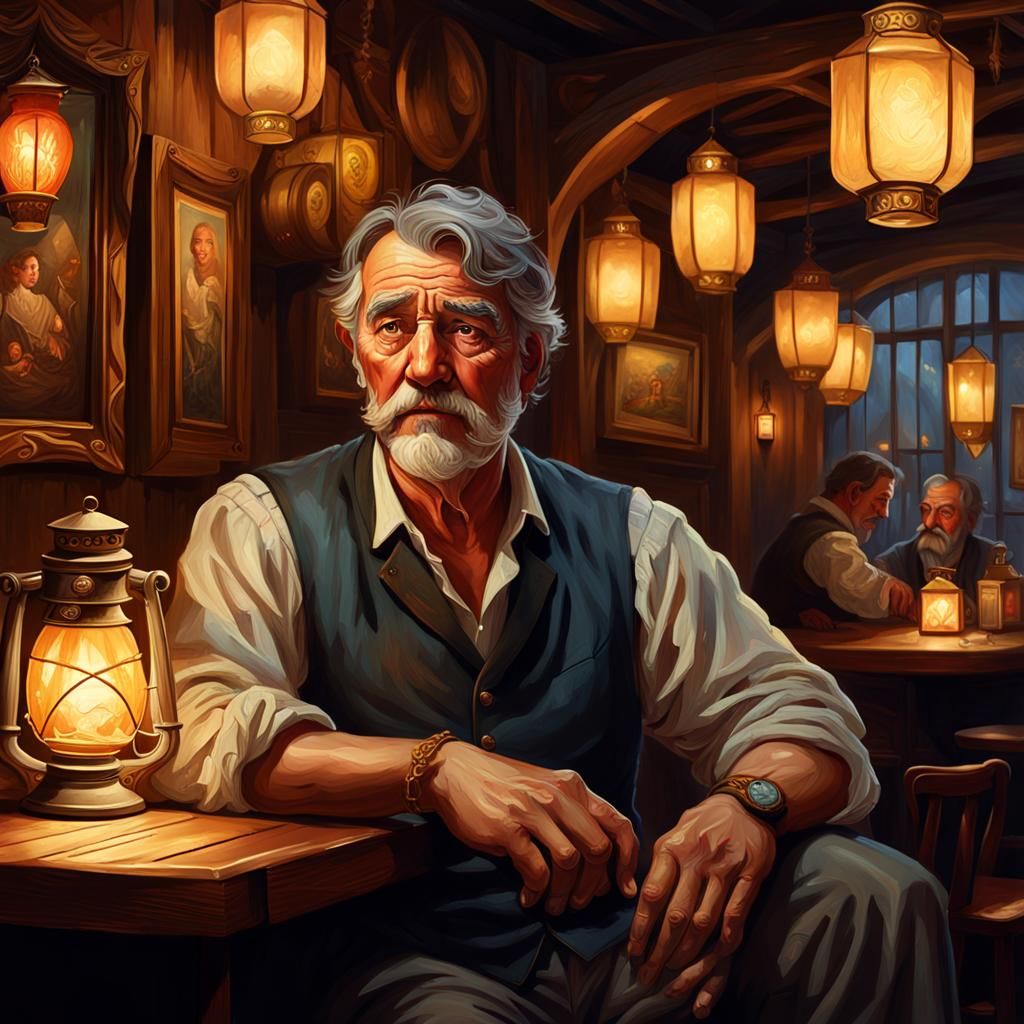 Tavern Owner Portrait in Art Nouveau Style