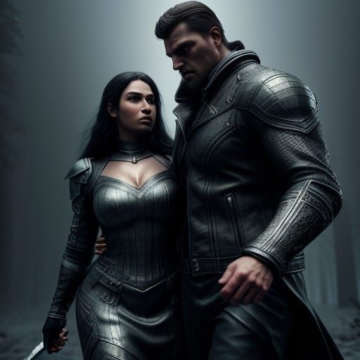 Dark Fantasy Woman Emerges from Mist in Epic Cinematic Scene