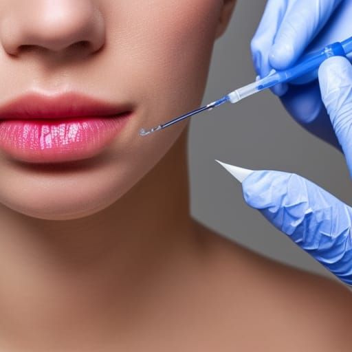 Botox injection in lips using a detailed surgical needle