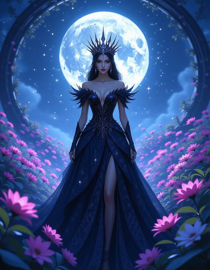 Twilight Queen in Celestial Garden with Moonbeam Crown