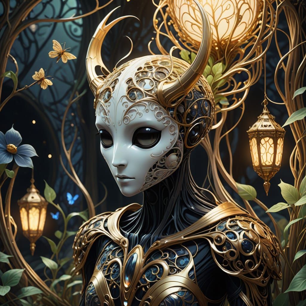 Hollow Knight in Underworld: Art Nouveau Digital Art