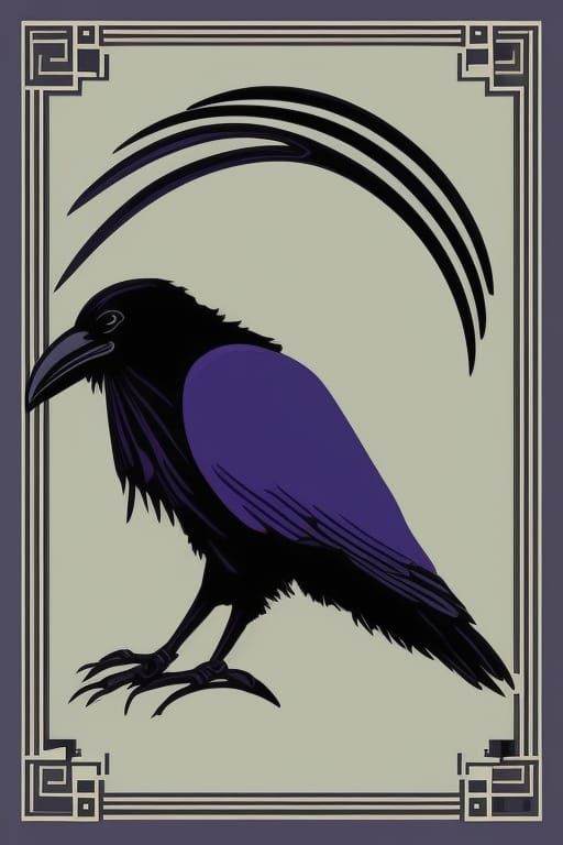 Art Deco Raven Illustration