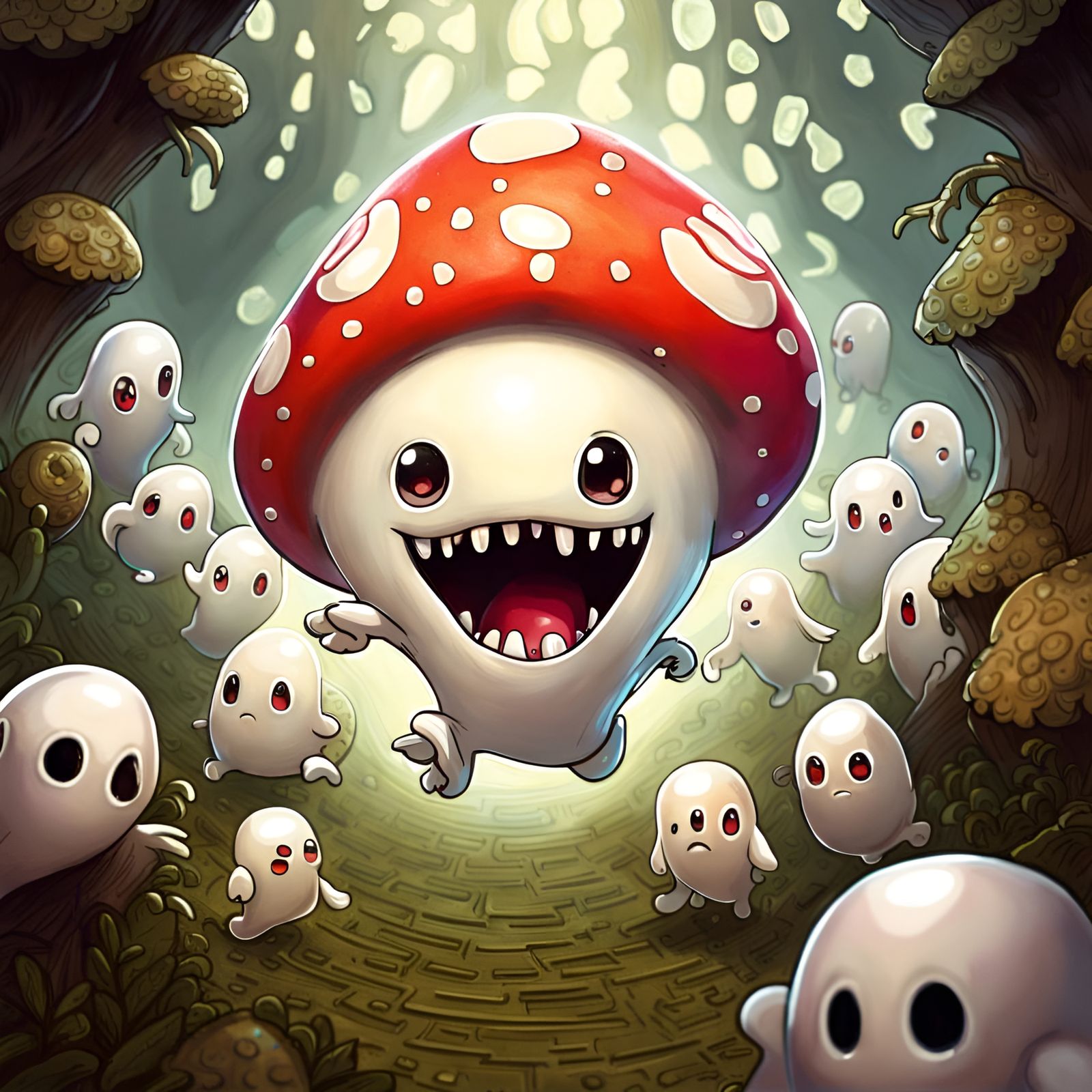 Chibi Mushroom Monster Maze Chase