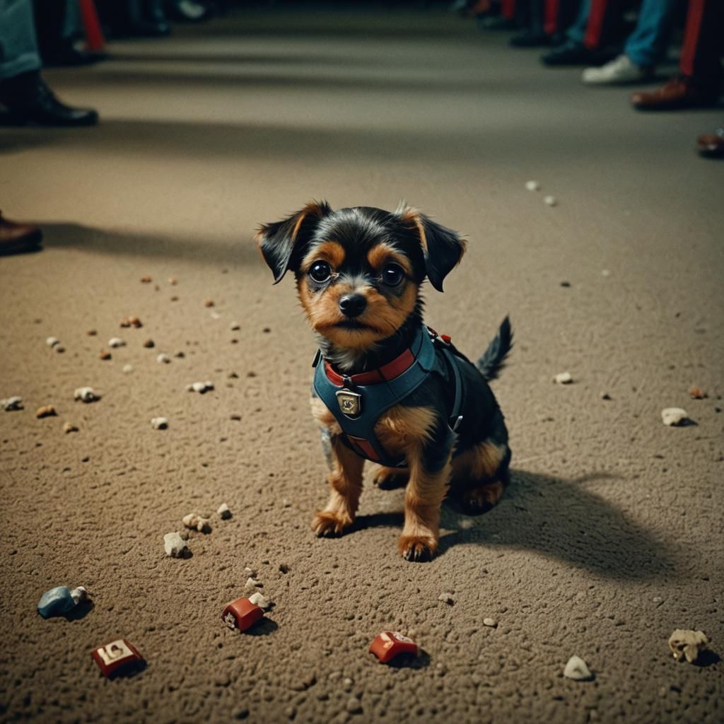 Dramatic Movie Poster with Super Little Dog