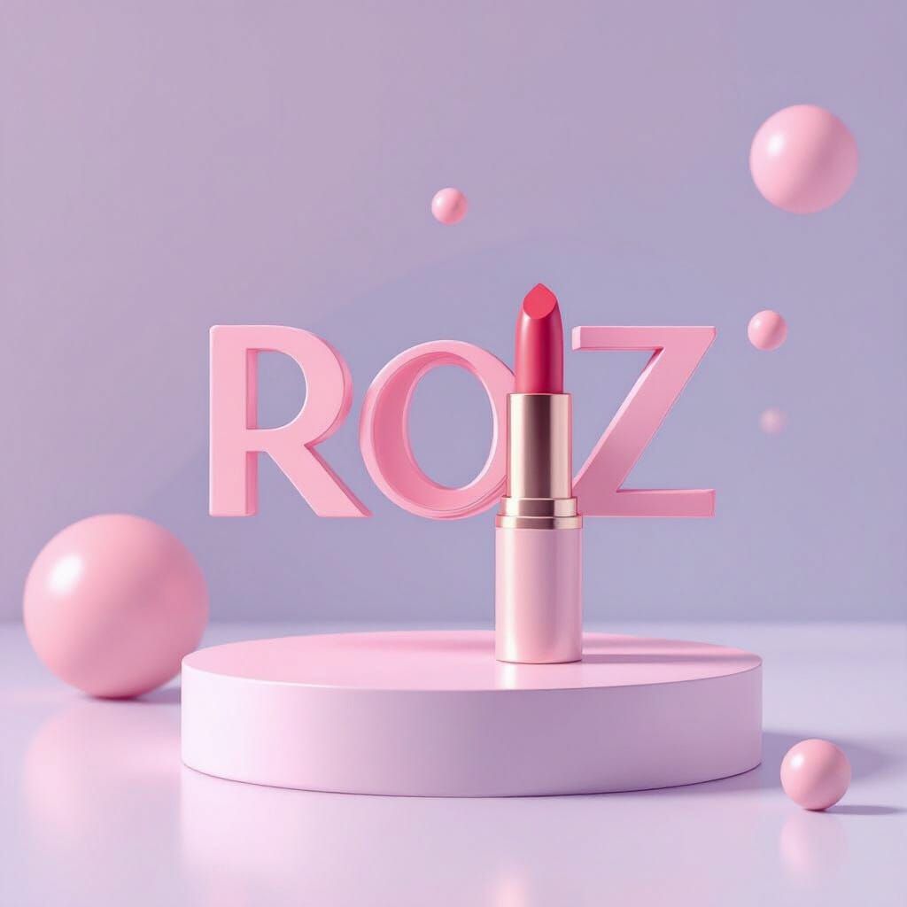 Minimal 3D Logo for Roj Cosmetics in Pink & Lavender