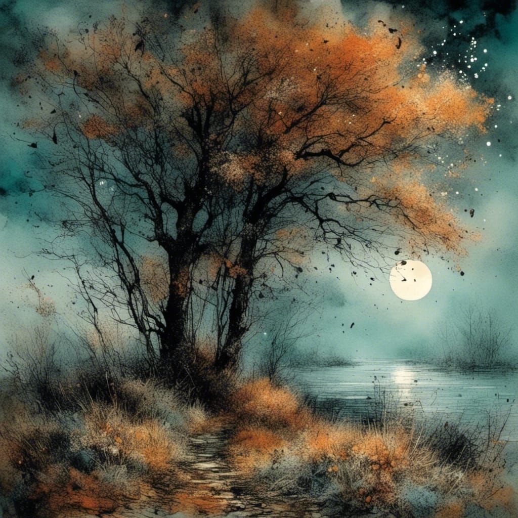 Autumnal Landscape Inspired by Impressionist Masters