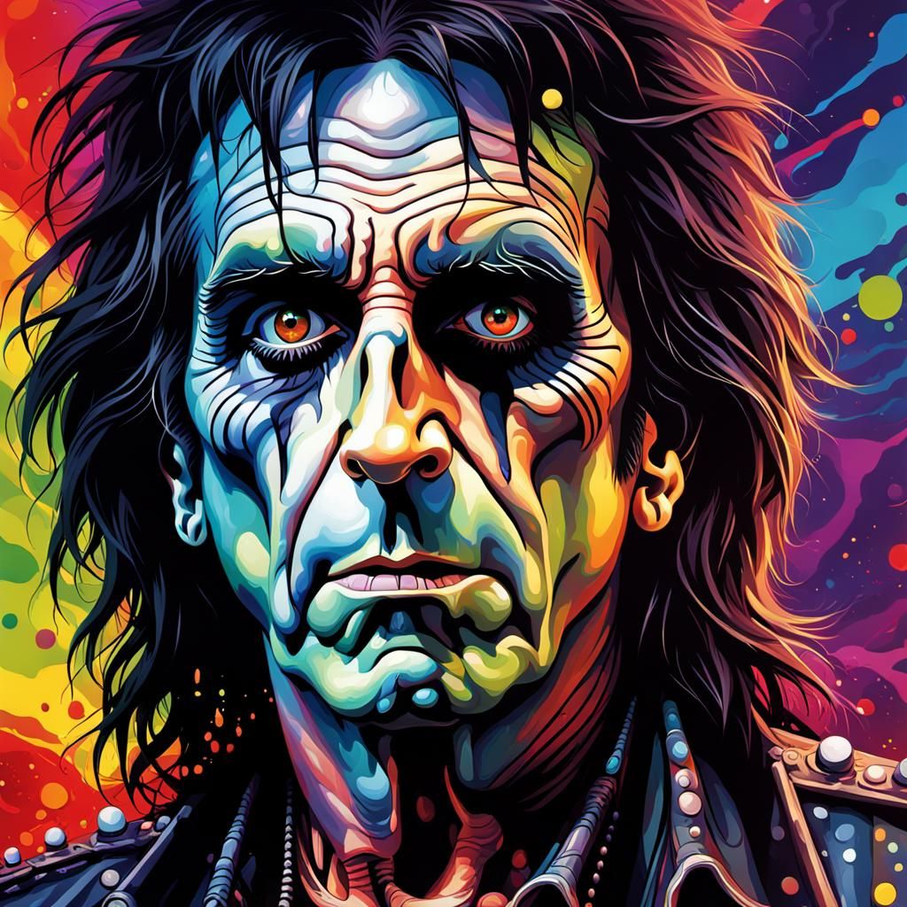 Psychedelic Art of a Rockstar in Surreal Style