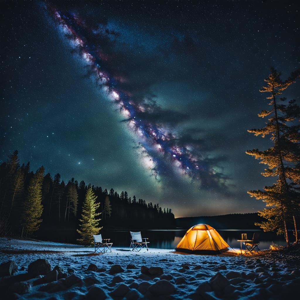 Minnesota Lakeside Camping Under Dazzling Night Sky