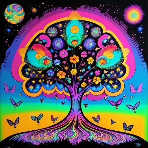 Psychedelic Fairies Dance: 1970s Festival Poster