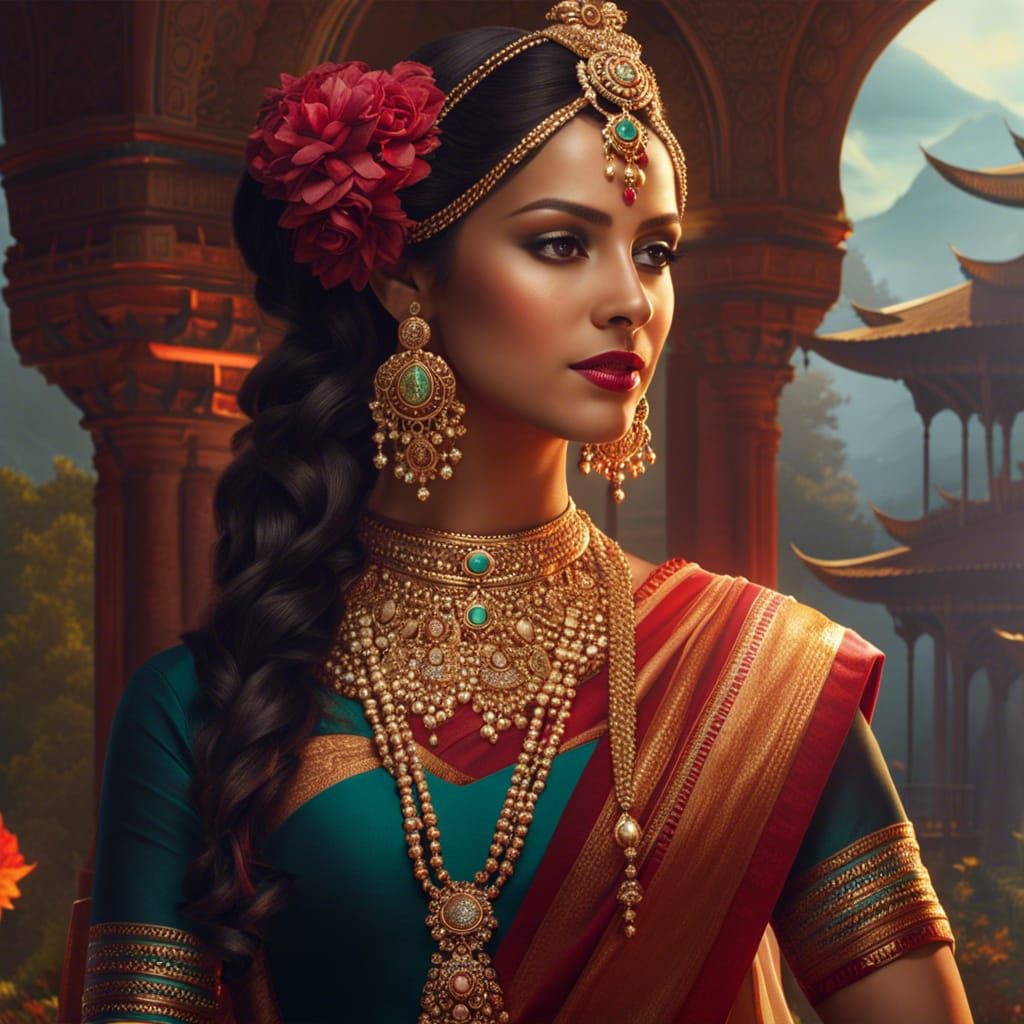 Diwali Celebration: Indian Woman in Saree