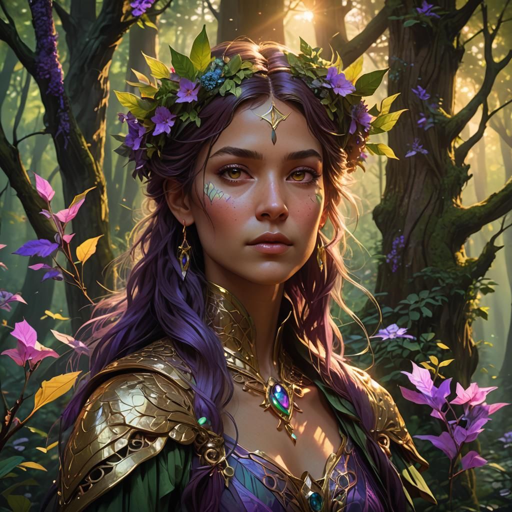 Mystical Forest Magic: Art Nouveau Portrait