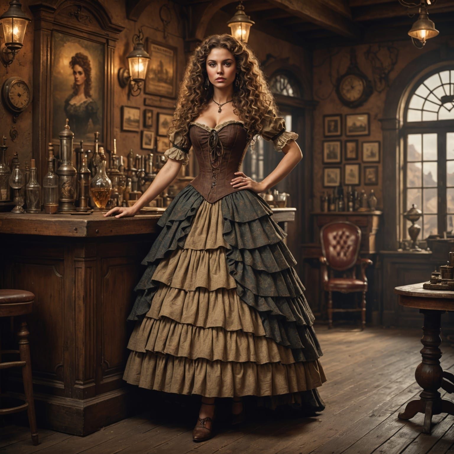 Surreal Salon Girl in Wild West Counterpiece Art