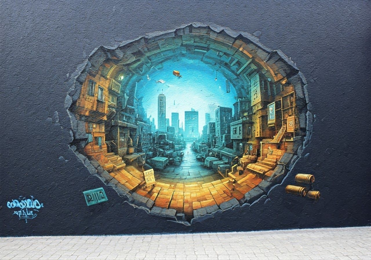 Mesmerizing 3D Street Art Mural in Urban Style