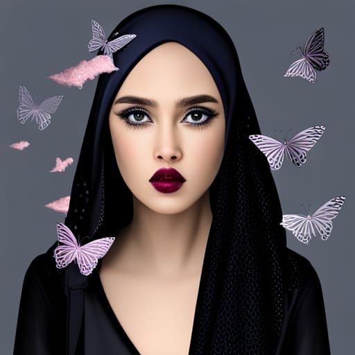 Beautiful Hijabi Girl in Fantasy Nightscape