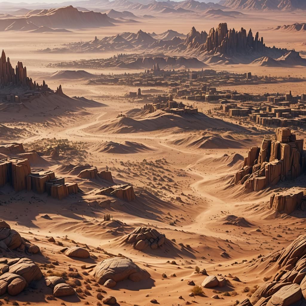 Desert Cityscape in Detailed Matte Painting Style