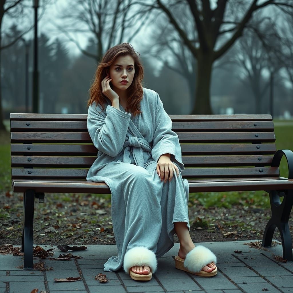 Dystopian Woman Lost in Ruins of Forgotten City