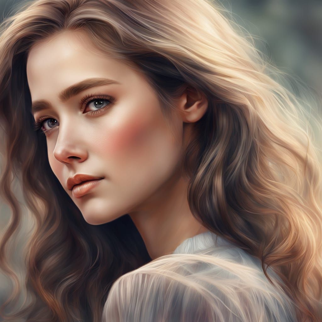 Elegant Woman Portrait in Hyper-Realistic Style