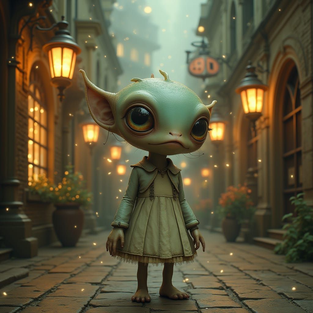 Alien in Victorian City, Digital Art