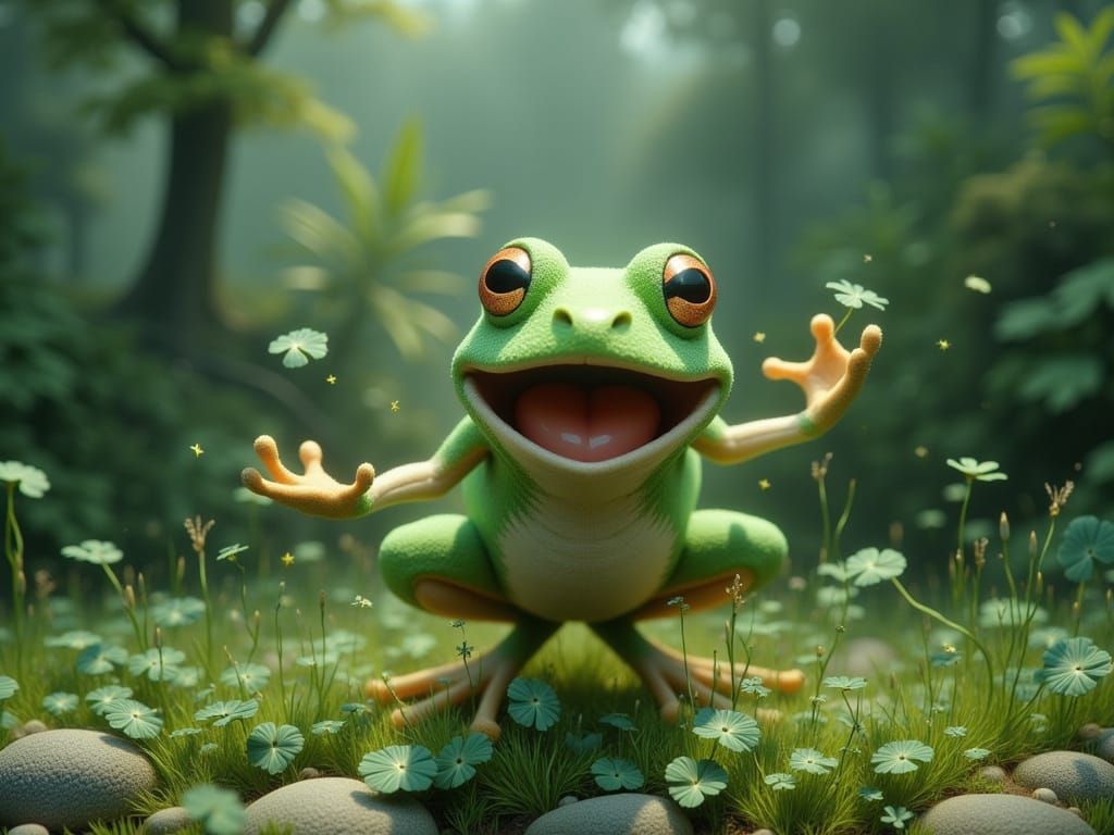 Adventurous Pepe the Frog in an AI Style