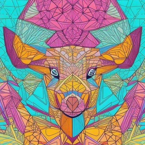 Cute Animal Geometric Design Coloring Page