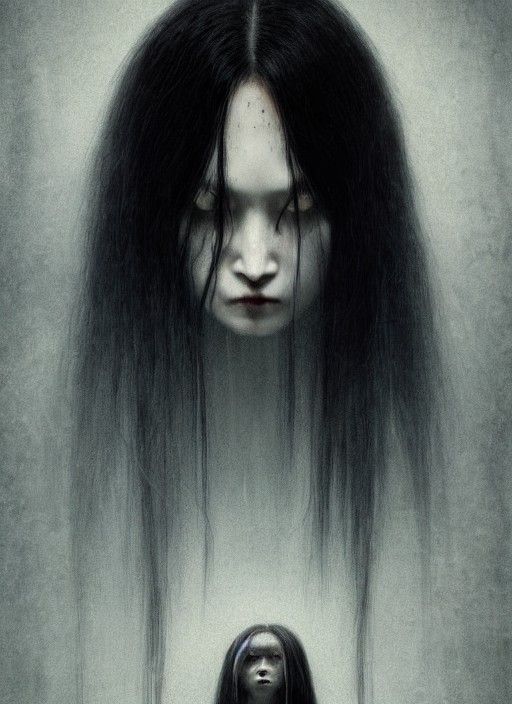 Ominous Portrait Inspired by Japanese Horror