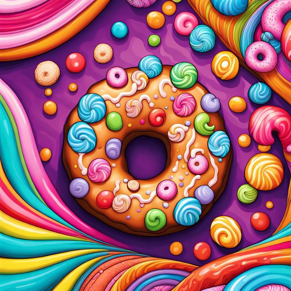 Colorful Doughnut in Candy Art Style